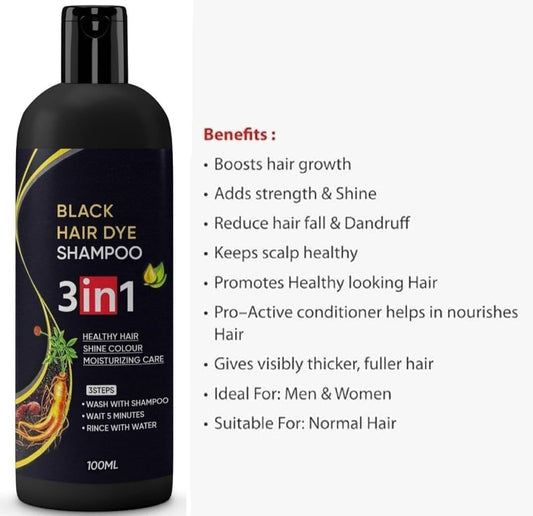 Instant Black Herbal Hair Shampoo 3 in 1 (100ml) Pack Of 2
