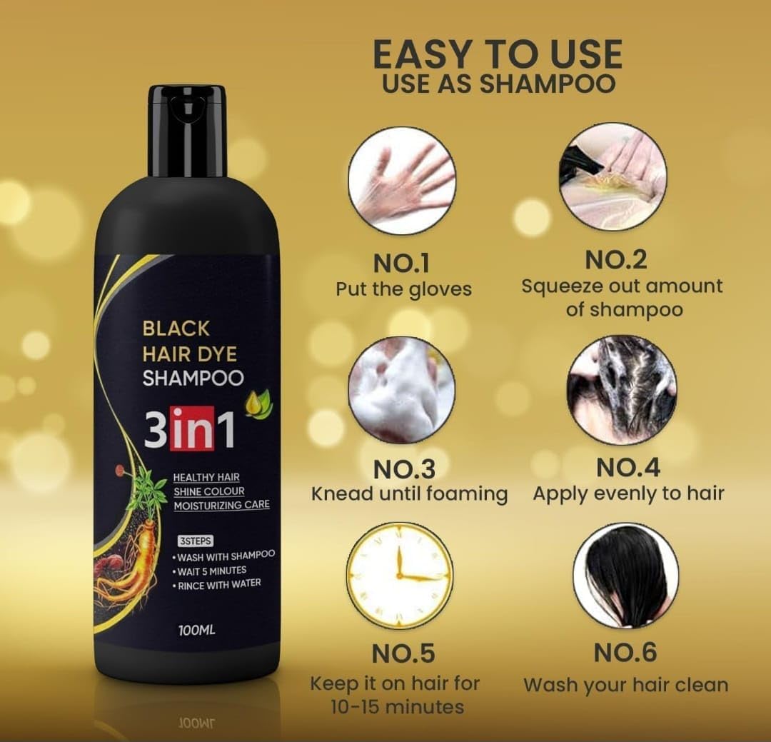 Instant Black Herbal Hair Shampoo 3 in 1 (100ml) Pack Of 2