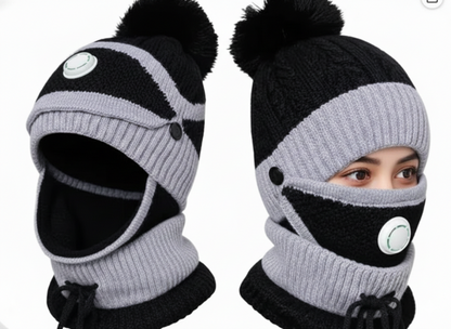 Unisex Winter Knit Beanie Cap Hat Neck Warmer Scarf
