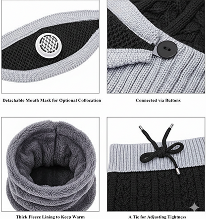 Unisex Winter Knit Beanie Cap Hat Neck Warmer Scarf